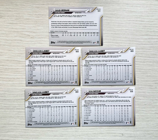 5 X San Diego Padres Topps Baseball Cards 2020 Collection In Good Cond 4177
