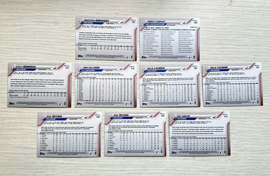 9 X Texas Rangers Topps Baseball Cards 2020 Collection In Good Cond 4177