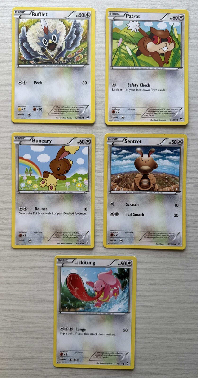 5 X Pokemon Normal Trading Cards Collection Random Years & Series 5085