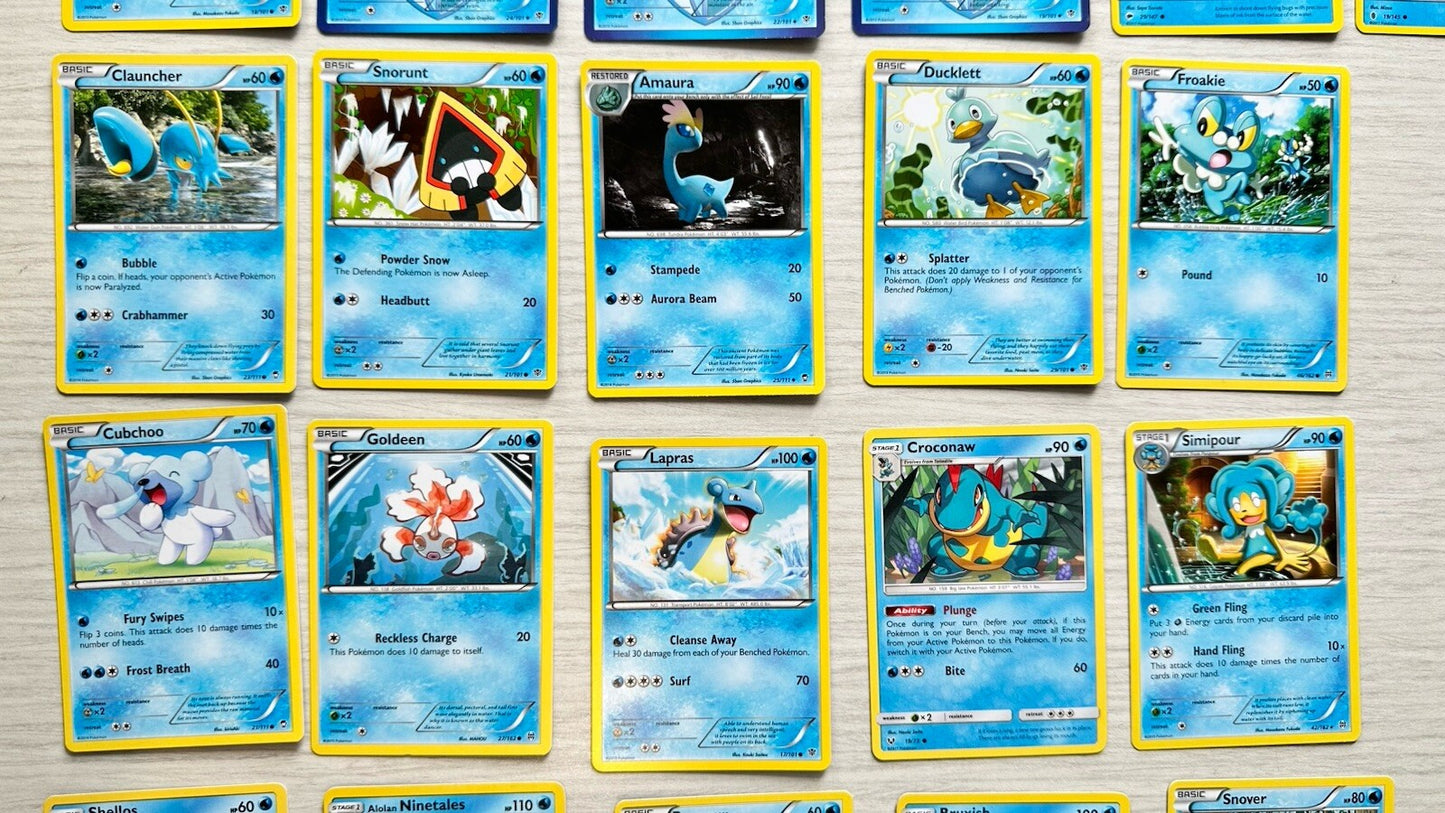 27 X Pokemon Water Cards Collection Random Years & Series 5090