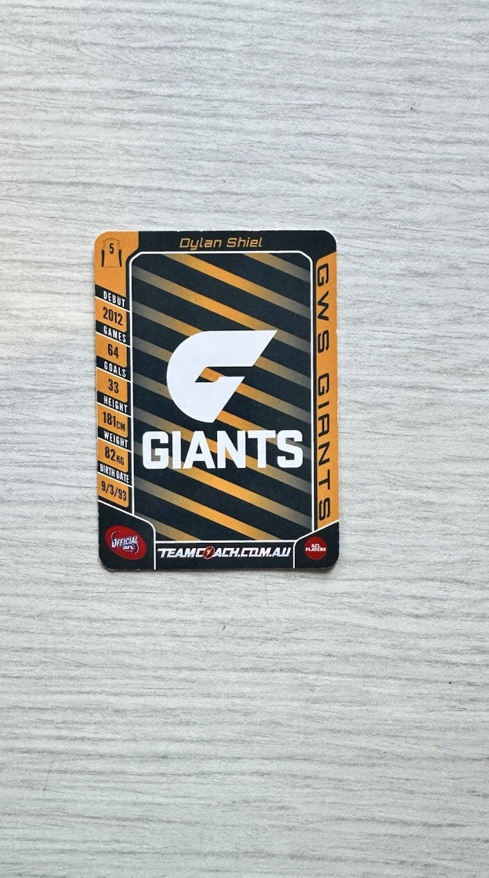 Dylan Shiel - GWS Giants AFL Football Team 2016 Trading Card In GC 6387