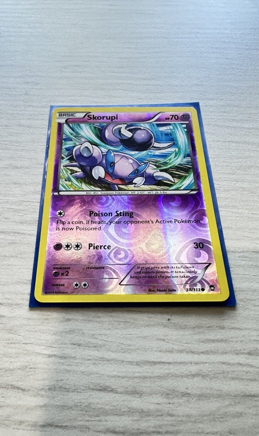 Skorupi Pokemon Reverse Holo Psychic Card Year 2014 (6385)