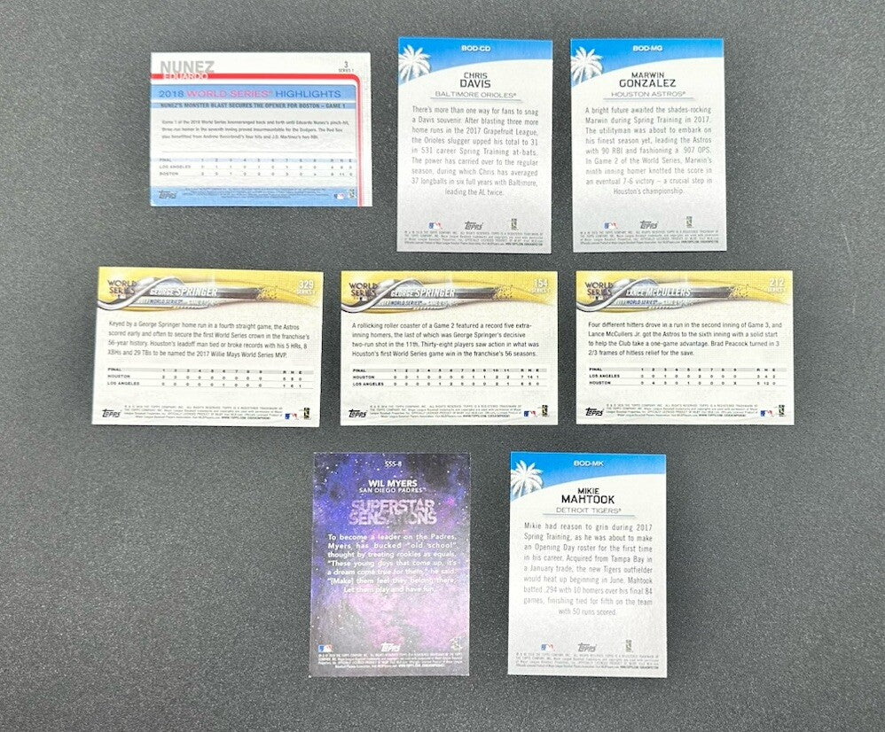 8 X Topps Baseball Cards 2018 Collection In Good Condition 4173