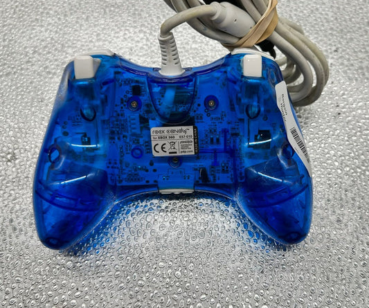 Rock Candy Microsoft Xbox 360 Wired Clear Blue Controller In Good Condition 6465