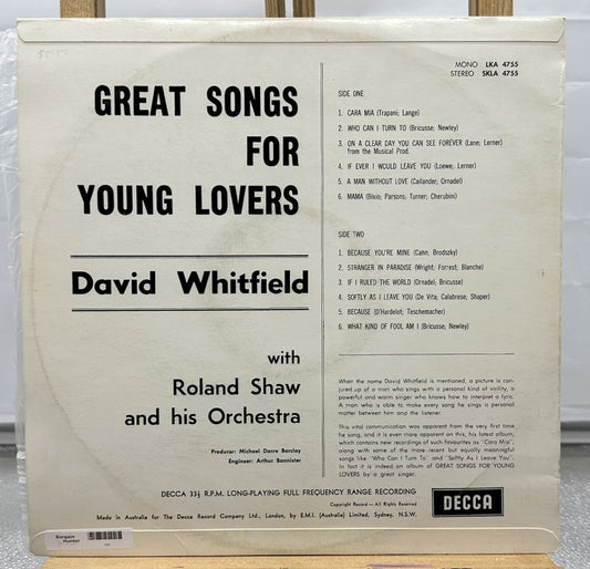 Great Songs For Young Lovers, David Whitfield Vinyl Record In Ok Condition 7385