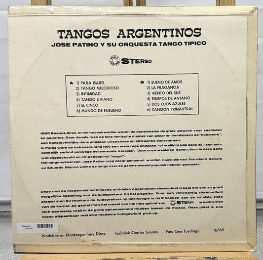 Jose Patiño Y Su Orquesta Tango Tipico – Tangos Argentinos Record In GC 7341