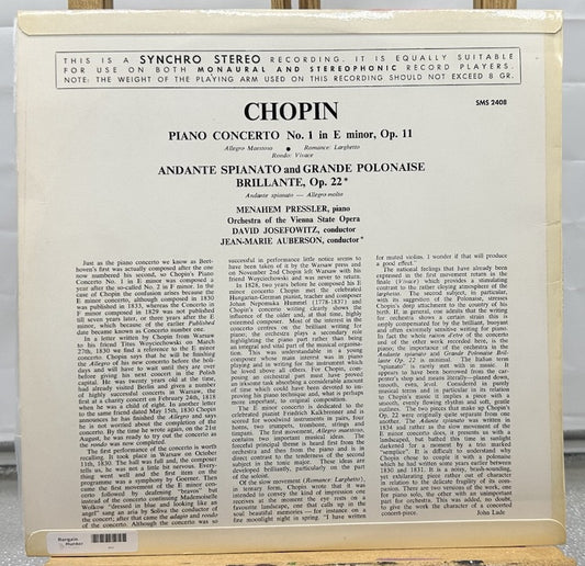 Chopin Piano Concerto No 1 In E Minor Record In Good Condition 7011