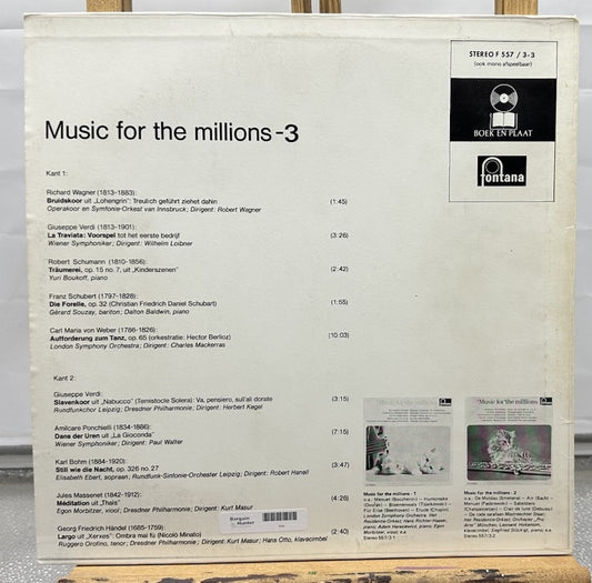 Music For The Millions 3 Record In Good Condition 7013