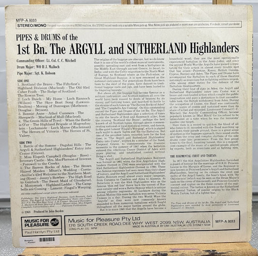 1st Bn Argyll & Sutherland Highlanders - Pipes & Drums Record In GC 7316