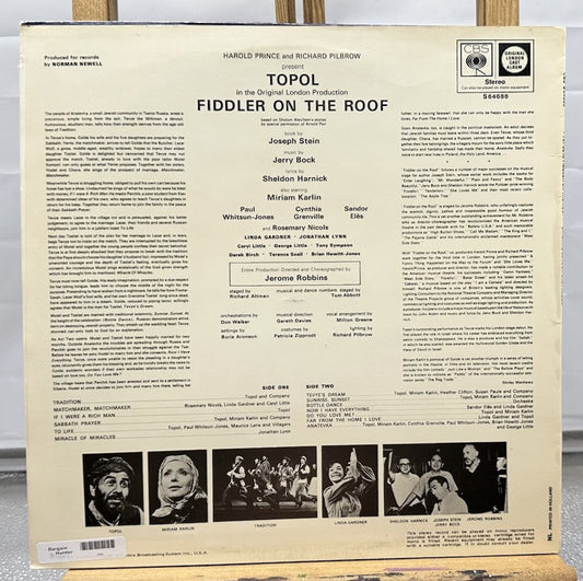 Topol : Fiddler On The Roof Record In Good Condition 7022