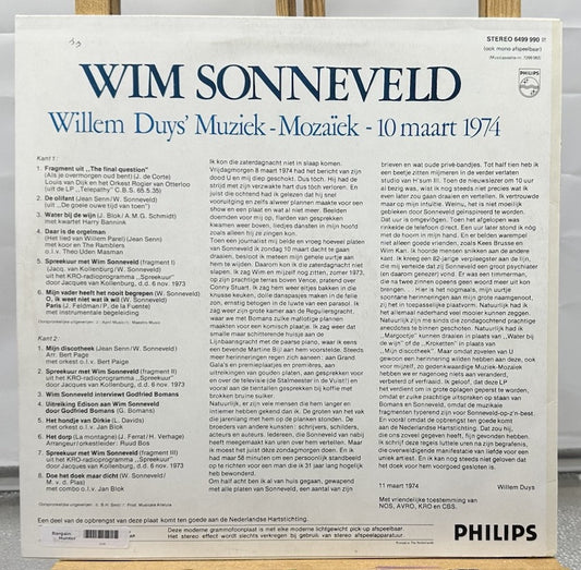 Wim Sonneveld - Willem Duys' Muziek-Mozaiek 10 Maart 1974 Record In GC 6723