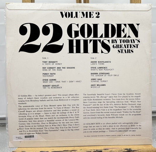 22 Golden Hits By Today's Greatest Stars Record In Good Condition 6708