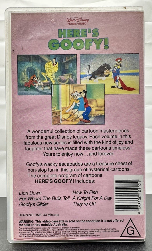 Walt Disney ~ Here's Goofy! ~ VHS In Good Condition - 8692