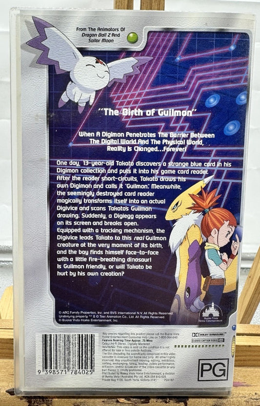 Digimon Digital Monsters " The Birth Of Guilmon" ~ VHS In Good Condition - 8721
