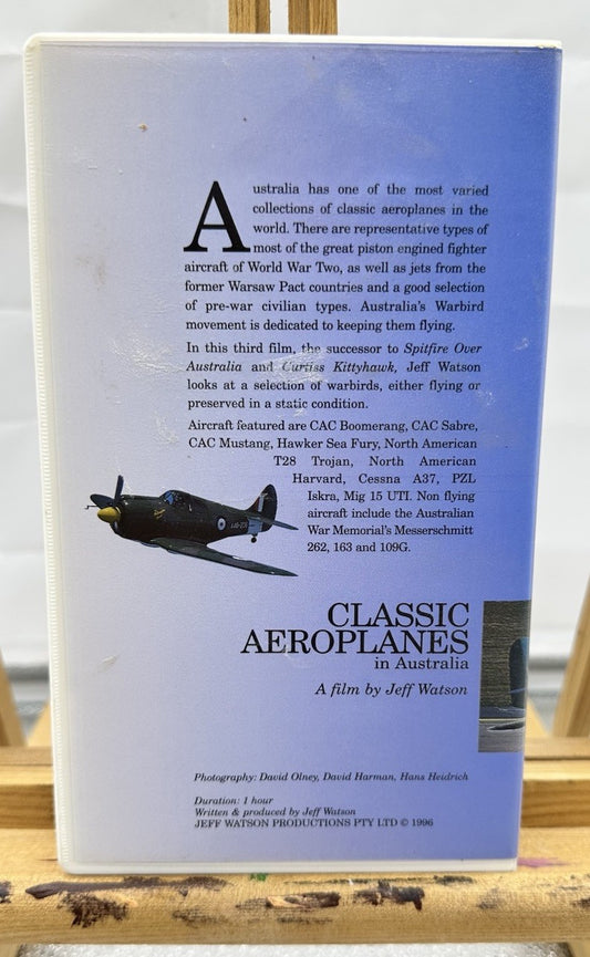 Classic Aeroplanes In Australia VHS Tape, Jeff Watson , Vintage 8954