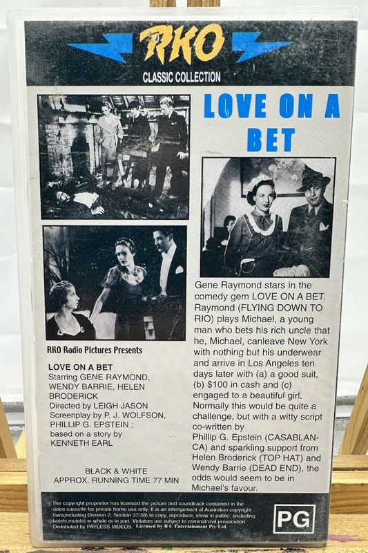 Love On A bet VHS Tape, RKO Classic Collection, Vintage 8957