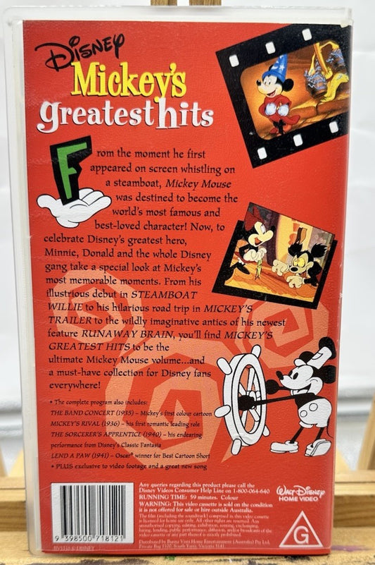 Disney Mickey's Greatest Hits : Promotion Copy ~ VHS In Good Condition - 8629