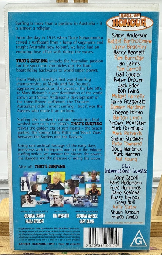 That's Surfing A History Of Australian Surfacing VHS Tape In Good Condition 8960