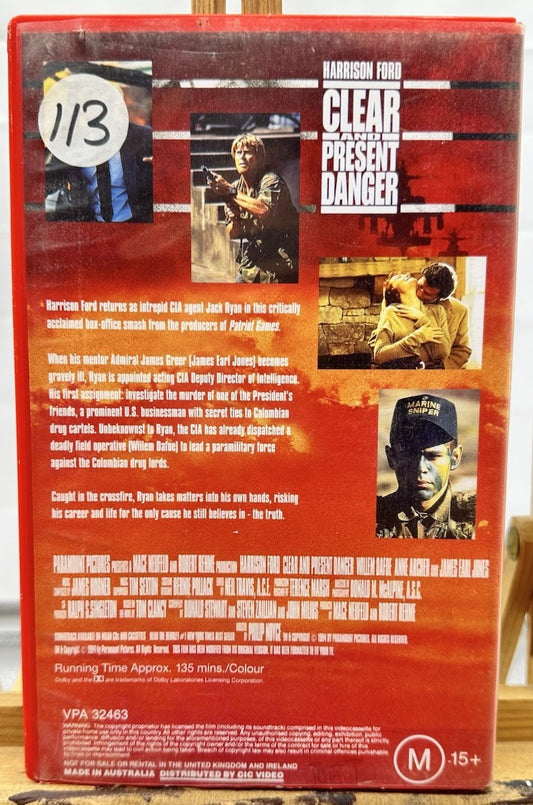 Clear And Present Danger : Harrison Ford VHS Tape In Good Condition 8900