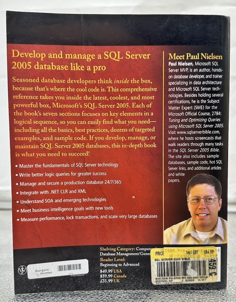 SQL Server 2005 Bible Paperback Paul Nielsen Textbook In Good Condition 8738