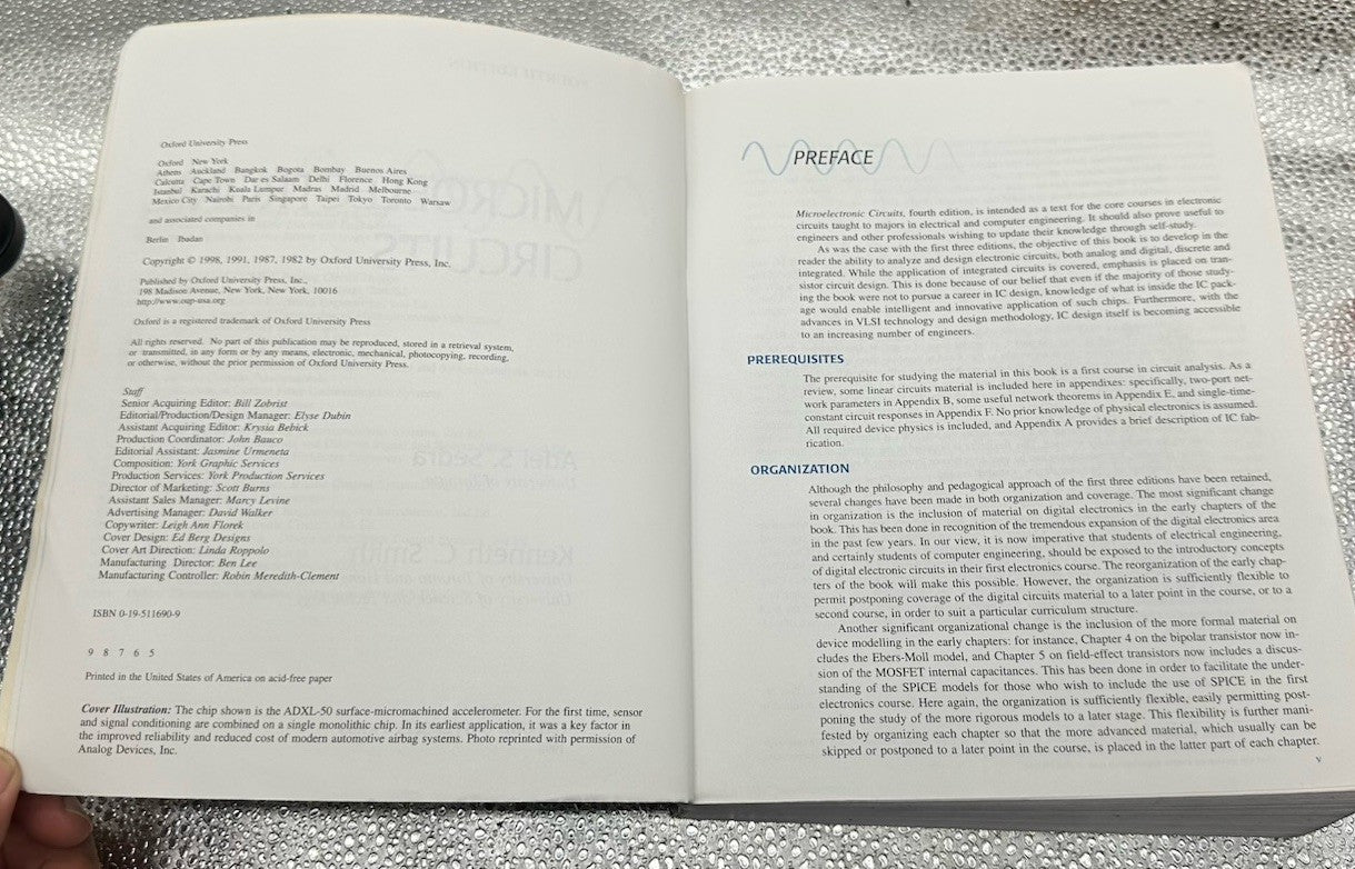 Microelectronic Circuits Hardcover Adel S., Smith, Kenneth C. Sed Textbook 8632