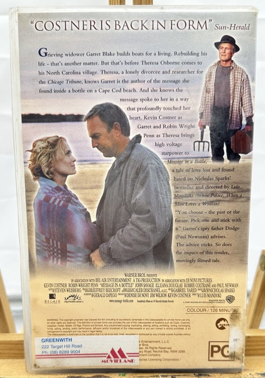 Message In A Bottle EX-Rental VHS Tape In OK Condition Damaged Case 8955