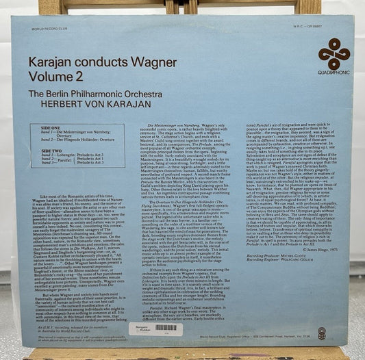 Karajan Conducts Wagner Volume 2 Record In Good Condition 6785
