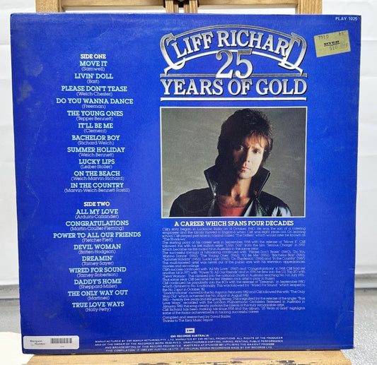 Cliff Richard 25 Years Of Gold Record In Good Condition 6820