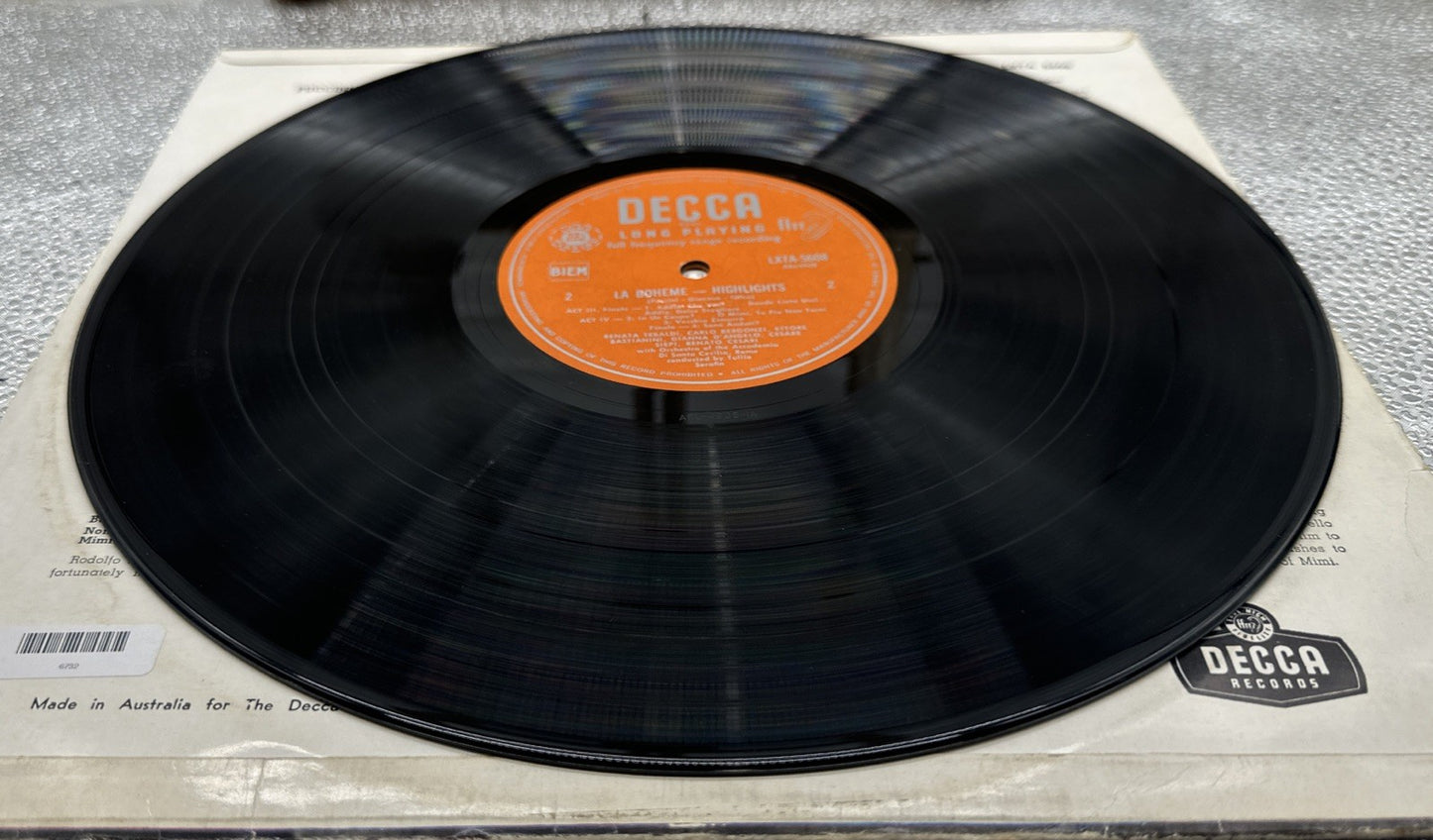 Puccini la Boheme Tebaldi Bergonzi Serafin Record In Good Condition 6732