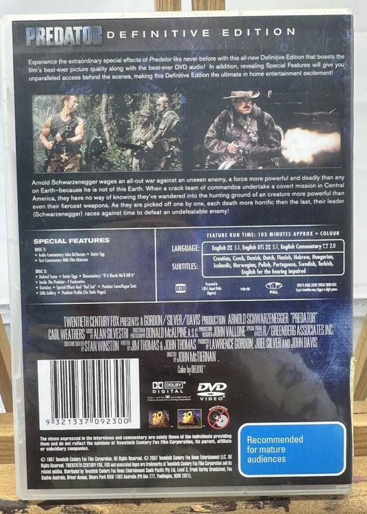 Predator Schwarzenegger DVD Two Disc In Good Condition 933