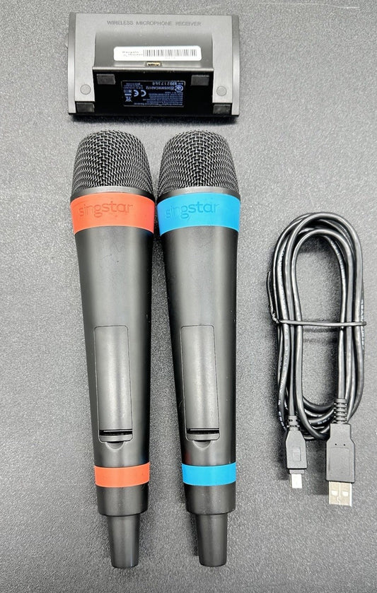 Pair of Singstar Wireless Microphone PlayStation PS3/4 In Good Condition 9117