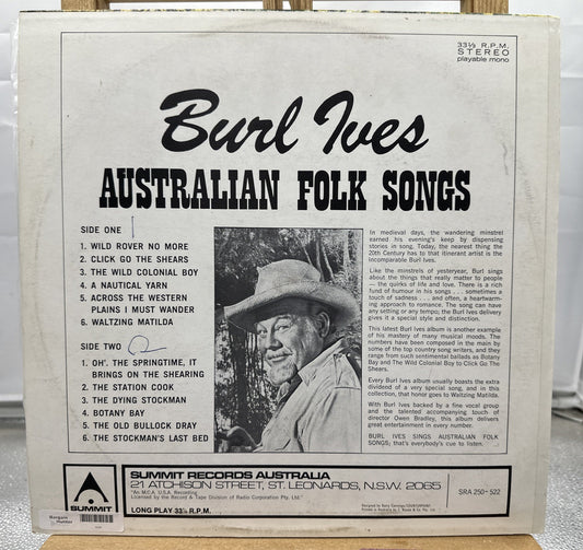 Burl Ives - Australian Folk Songs Record In Good Condition 6702