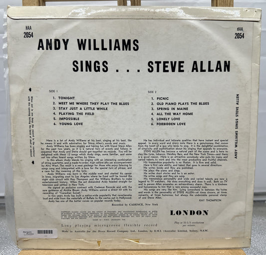 Andy Williams Sings ... Steve Allan Record In Good Condition 6707