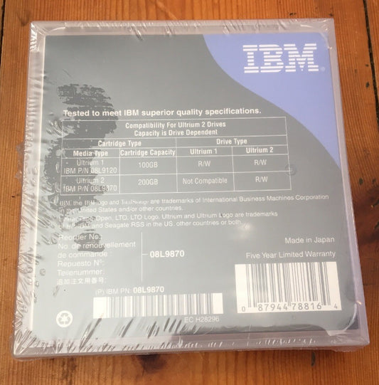 IBM LTO 2 Ultrium 400GB RW Data Cartridge Tape 08L9870 + Free Post Aus Seller