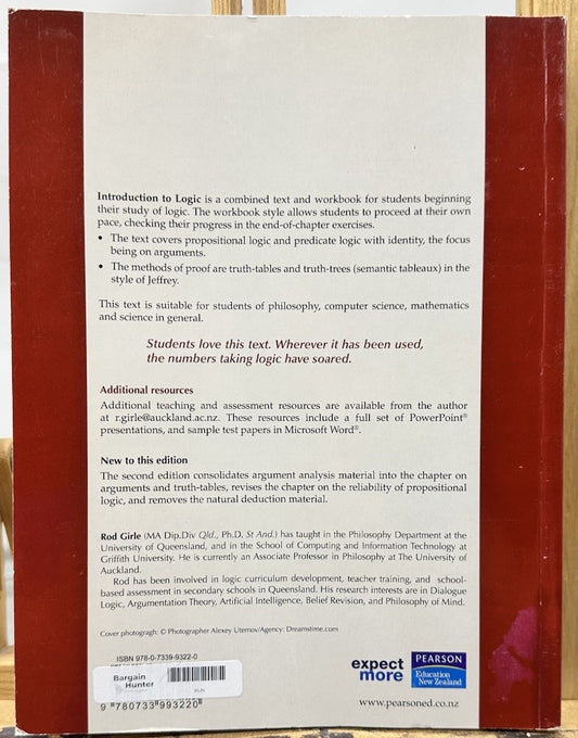 Introduction to Logic Second Edition - Roderic A. Girle - Textbook In GC 8576