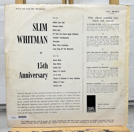 Slim Whitman - 15th Anniversary Album 16 All Time Hits Record In Good Cond 6747