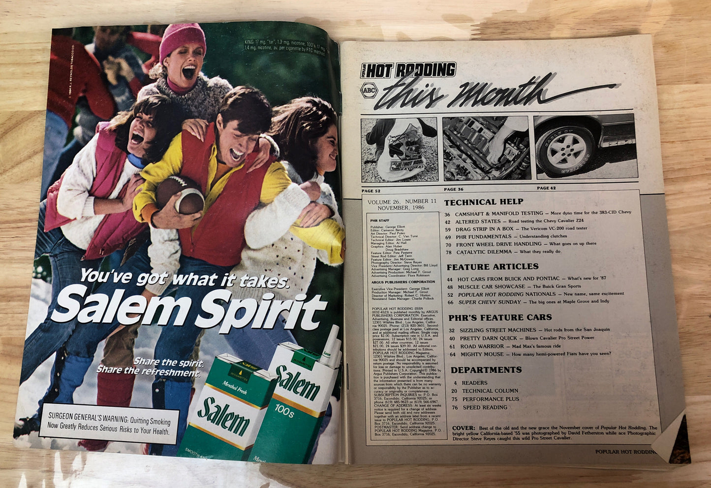 Popular Hot Rodding November 1986 Vintage Magazine In OK Condition