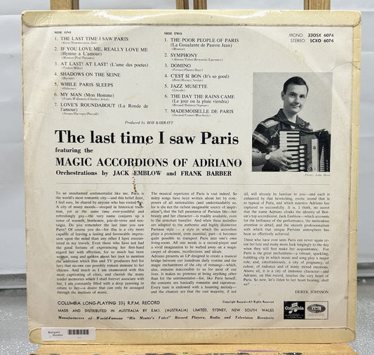 The Last Time I Saw Paris - The Magic Accordions Of Adriano Record In GC 7717