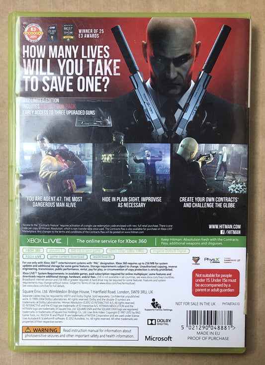 2360 Hitman Absolution ANZ Limited Edition PAL Xbox 360 Complete + Free Post