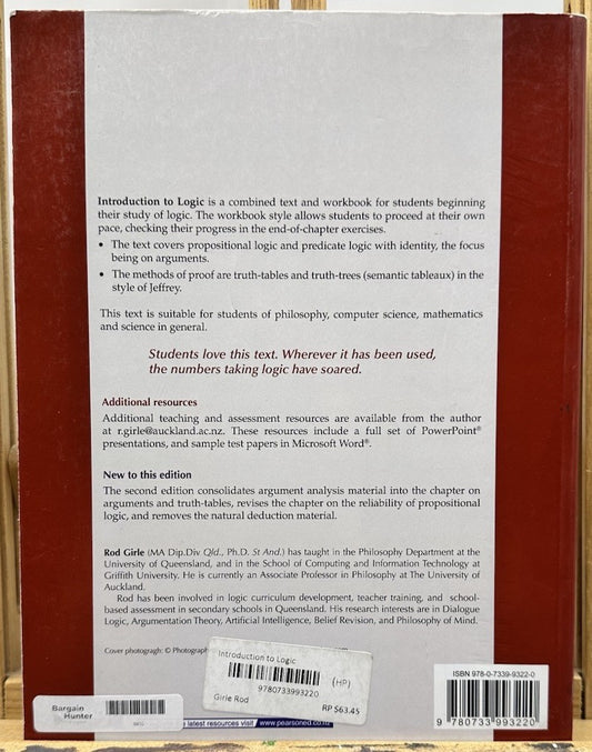 Introduction to Logic Second Edition - Roderic A. Girle - Textbook In GC 8435