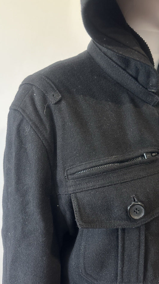 GUESS Men's Black Coat Jacket Giubbotto Jacket Size XL - Good Condition 3434