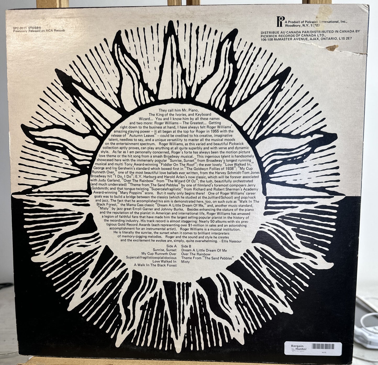 Roger Williams, Sunrise Sunset Vinyl LP Record In VGC 4476