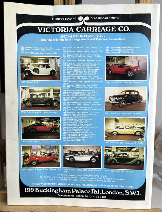 Thoroughbred & Classic Cars July 1978 Magazine In Good Condition