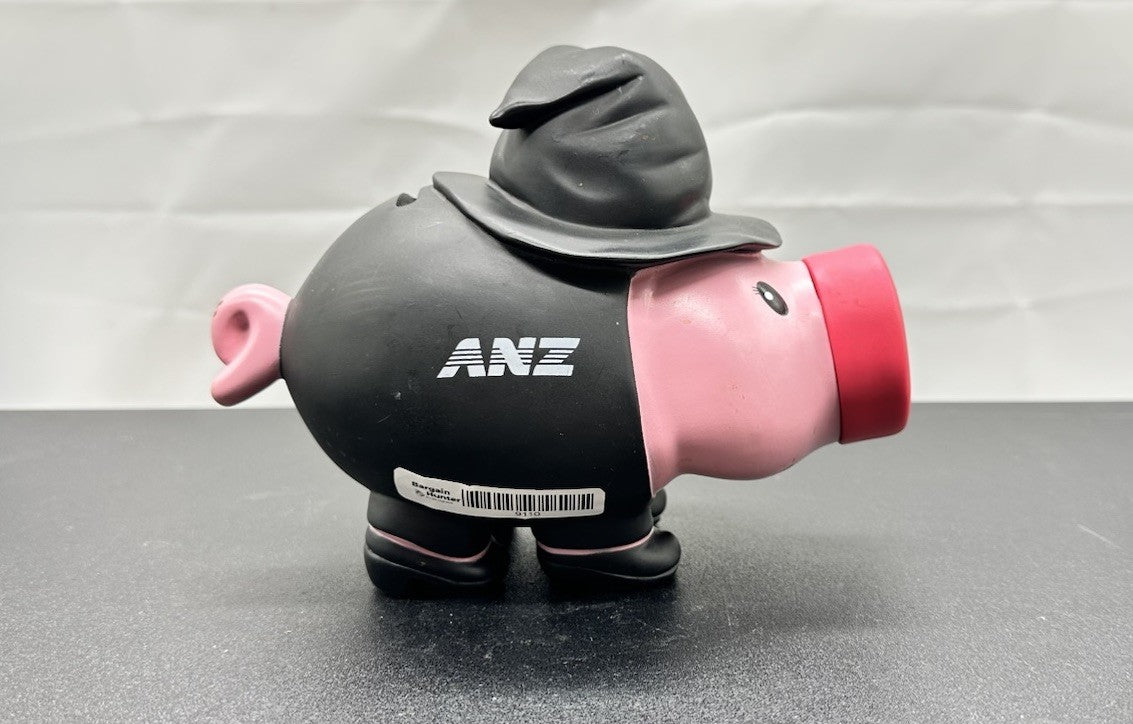 ANZ PIGGY BANK MONEY BOX WITCH HALLOWEEN LOGO-LINE HARD TOY 18CM LONG 9110