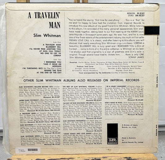 Slim Whitman A Travelin Man Record In Good Condition 6749
