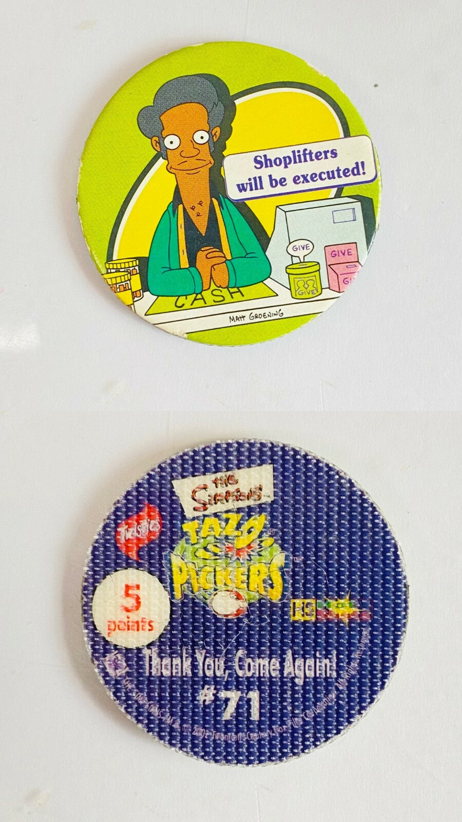 2002 The Simpsons Pickers Tazo Twisties Collectables In Good Condition