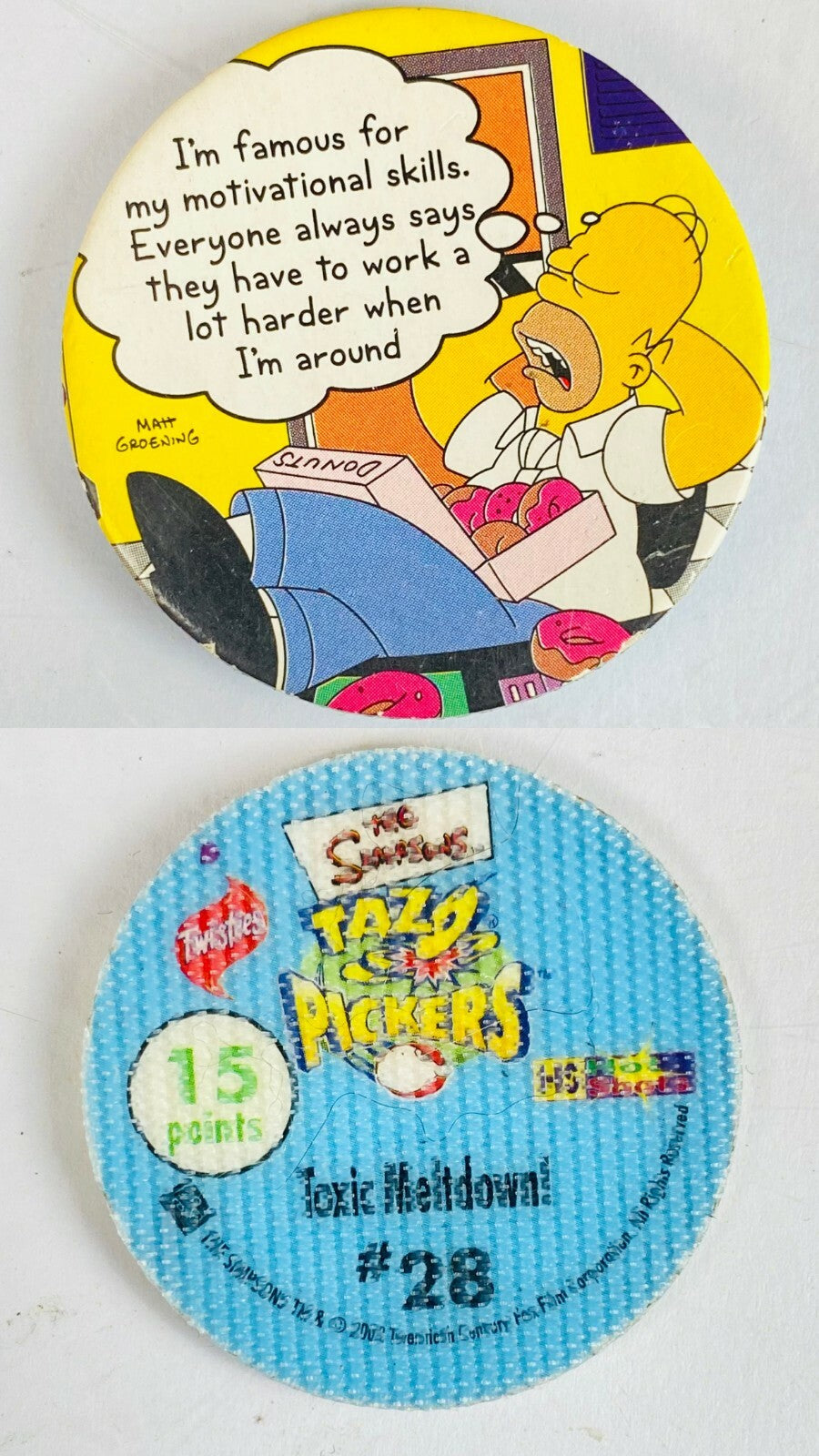 2002 The Simpsons Pickers Tazo Twisties Collectables In Good Condition