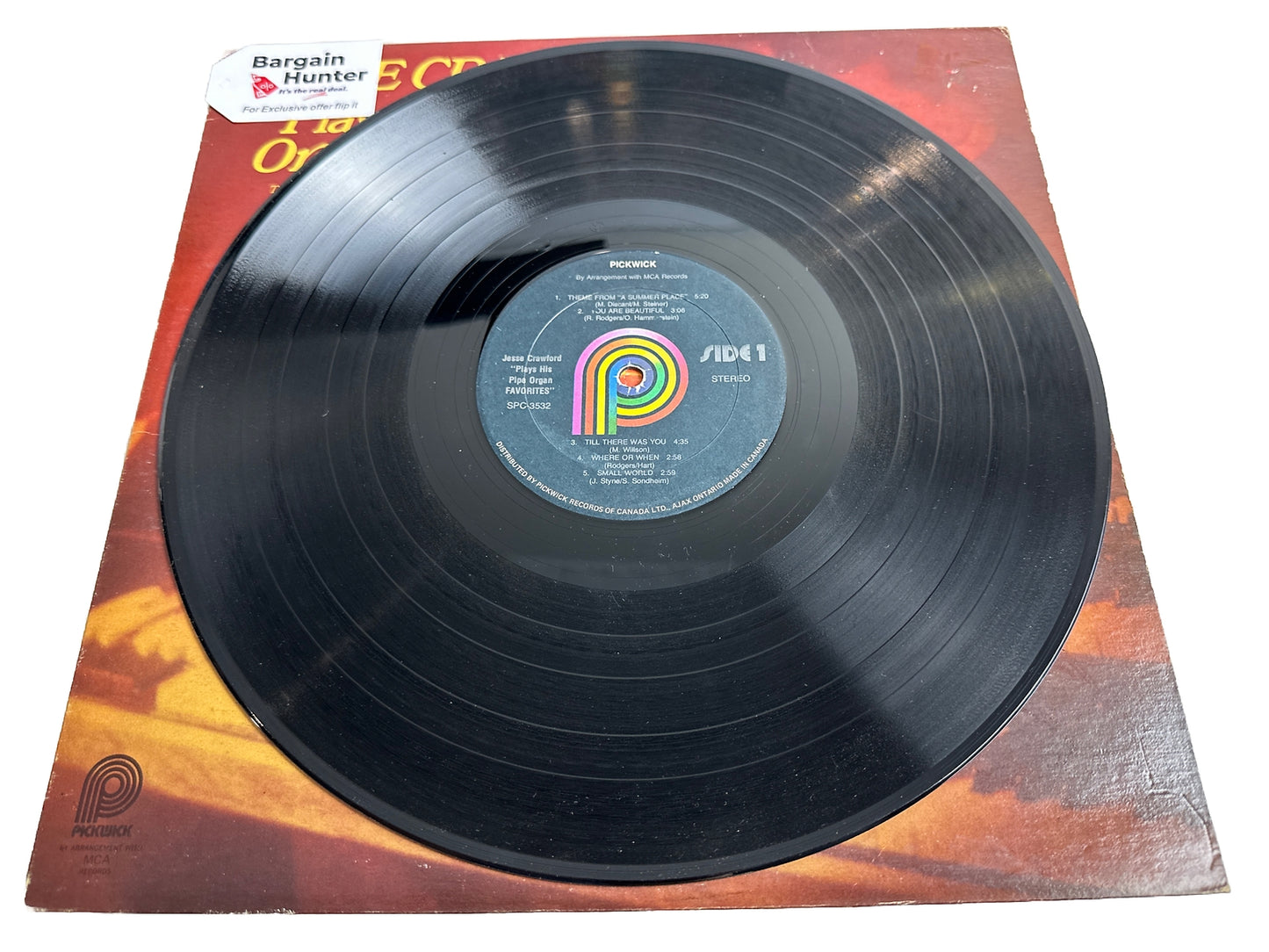 Jesse Crawford - Plays His Pipe Organ Favorites - 12" Vinyl Record 3938