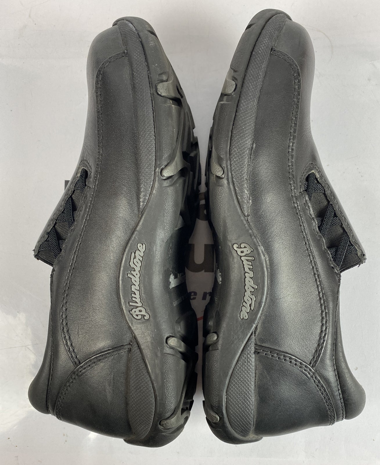 F495 Blundstone Black Slip On Safety Shoes Size AU7 Steel Cap Near New Condition
