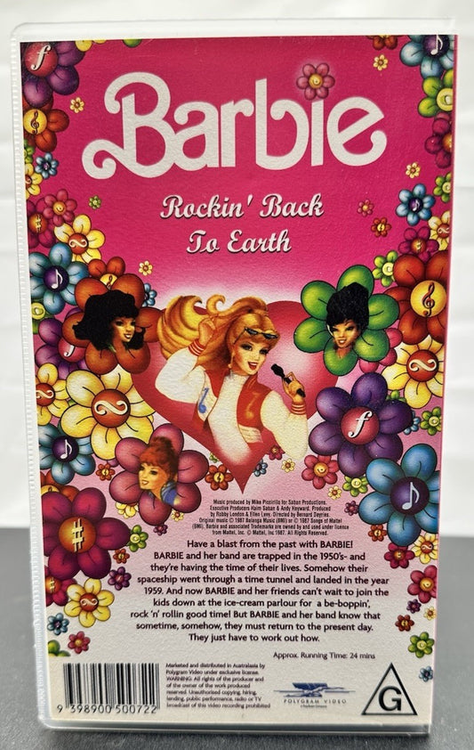 BARBIE - ROCKIN' BACK TO EARTH 1987 ~ VHS In Good Condition - 8691
